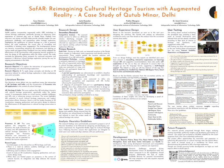 SafAR: Reimagining Cultural Heritage Tourism with Augmented